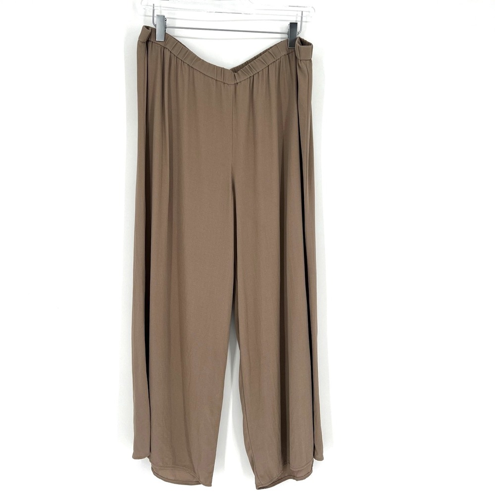 Eileen Fisher Pants Womens L/XL‎ Silk Brown Straight Leg Designer Work Career